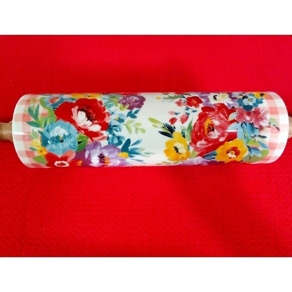 The Pioneer Woman Other - The Pioneer Woman Ceramic Rolling Pin Sweet Romance Blossom w/Acacia Handles NEW